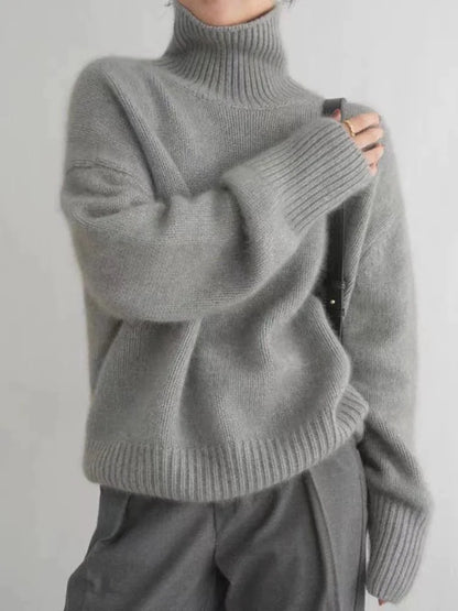 Laura – Jersey Femenino de Punto Grueso con Cuello Alto
