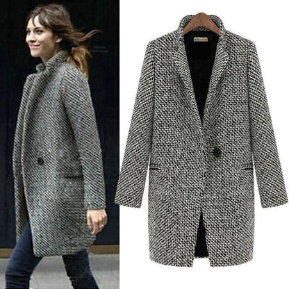 Valeria - Abrigo algodón de lana pata de gallo mujer