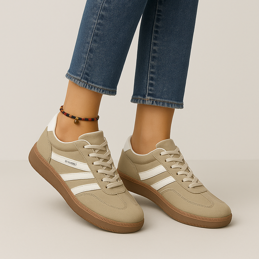 Luna - Zapatillas deportivas con suela de goma y franjas muje