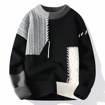 Diego – Jersey patchwork de punto grueso para hombre