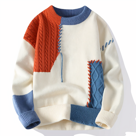 Diego – Jersey patchwork de punto grueso para hombre