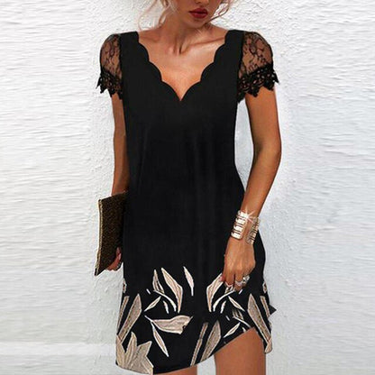 Isabel - Vestido Corto Mujer Encaje Y Brillos Degradados