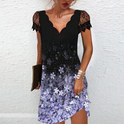 Isabel - Vestido Corto Mujer Encaje Y Brillos Degradados