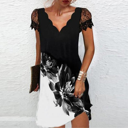 Isabel - Vestido Corto Mujer Encaje Y Brillos Degradados