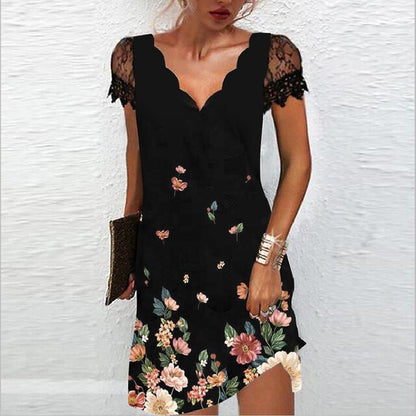 Isabel - Vestido Corto Mujer Encaje Y Brillos Degradados