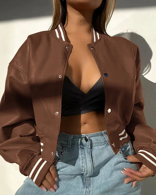 Valeria – Chaqueta algodón corta varsity mujer