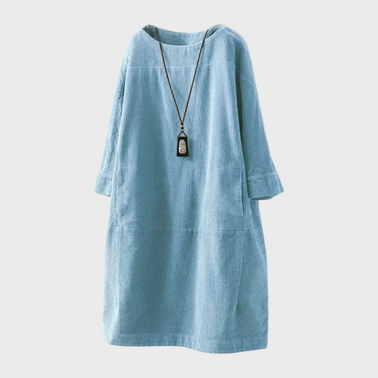 Lucia - Vestido holgado de pana azul celeste mujer