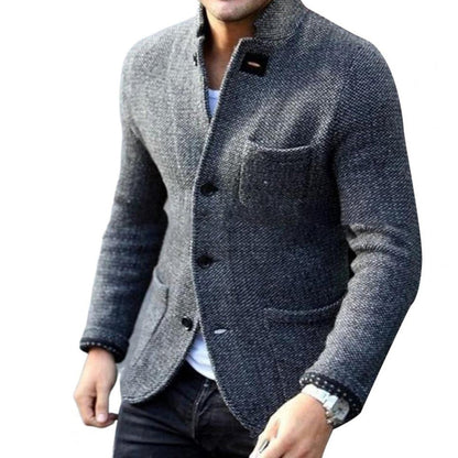 Andrés – Chaqueta de Punto Estructurada con Cuello Mao para Hombre