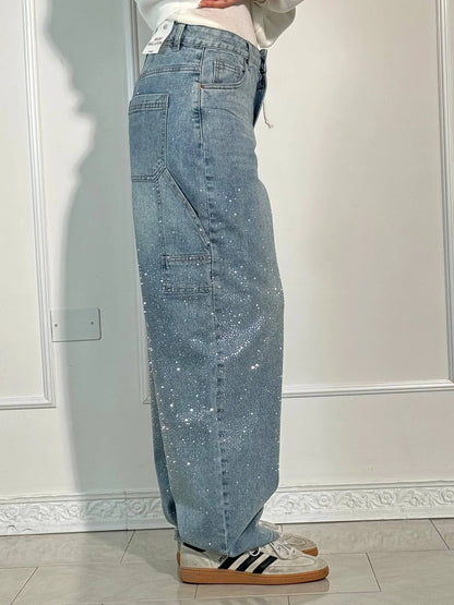 Paula – Pantalones Vaqueros Anchos con Brillos para Mujer