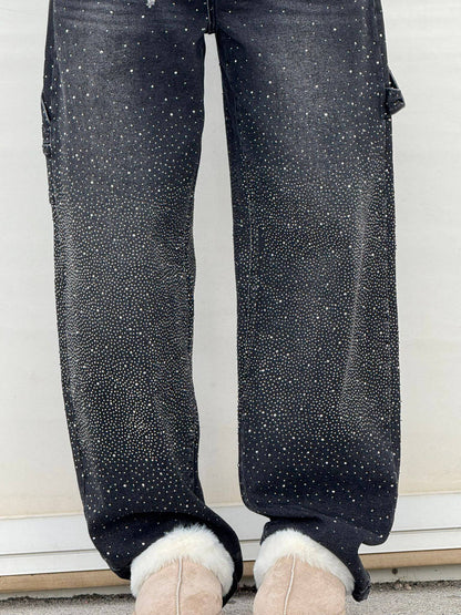 Paula – Pantalones Vaqueros Anchos con Brillos para Mujer