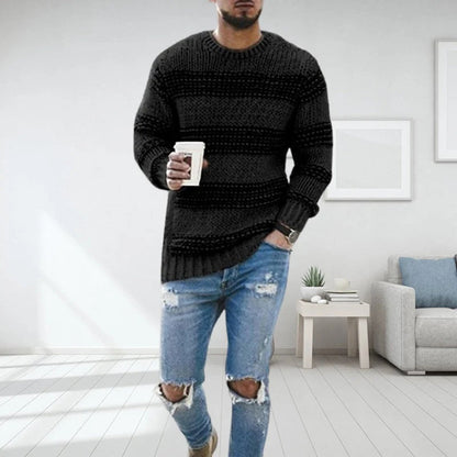Mateo - Suéter de punto a rayas negro hombre