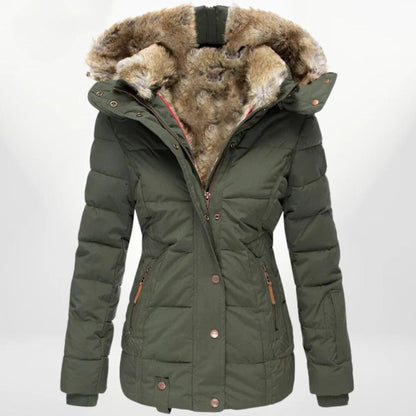 Natalia – Chaqueta acolchada con capucha y forro de peluche para mujer