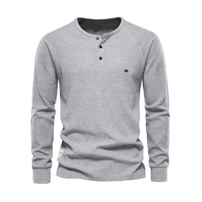 Daniel - Camiseta henley verde de manga larga hombre