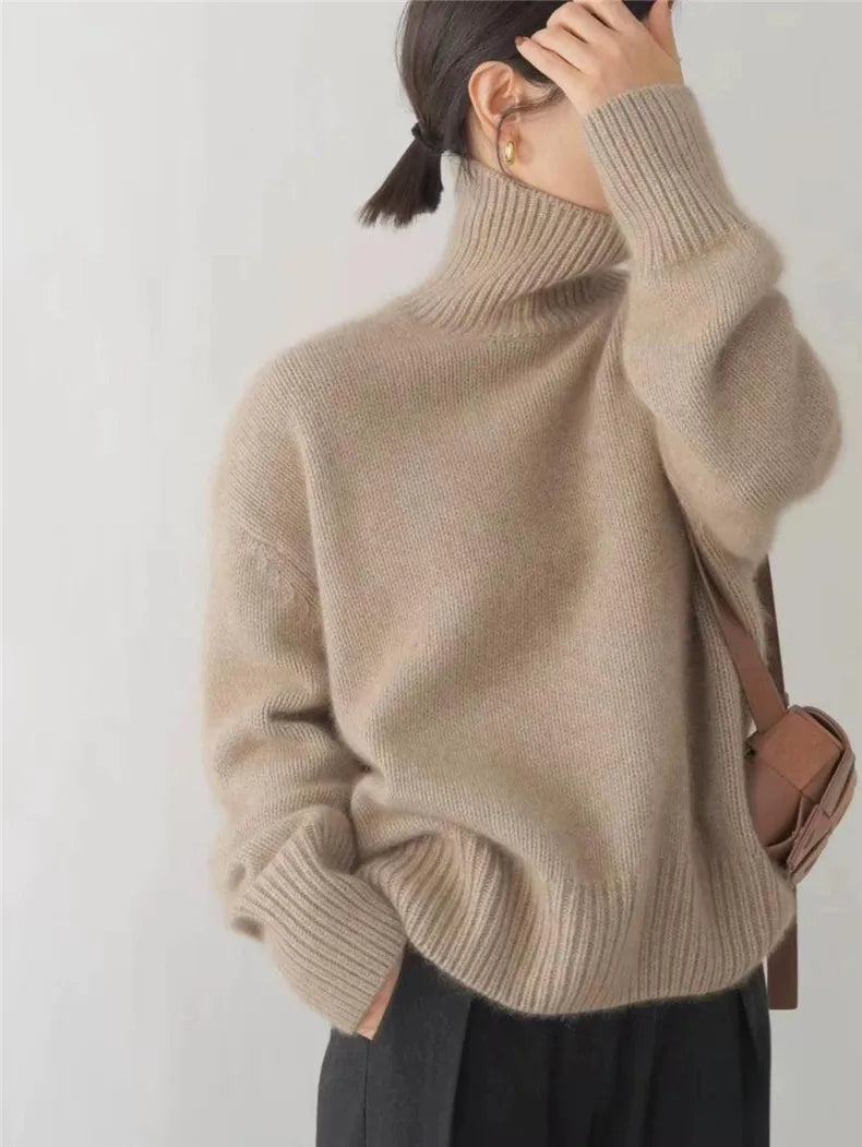 Claudia - Suéter de punto para mujer cuello alto