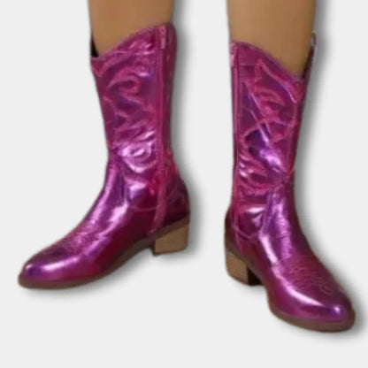 Lynn – Botas cowboy metálicas en rosa brillante