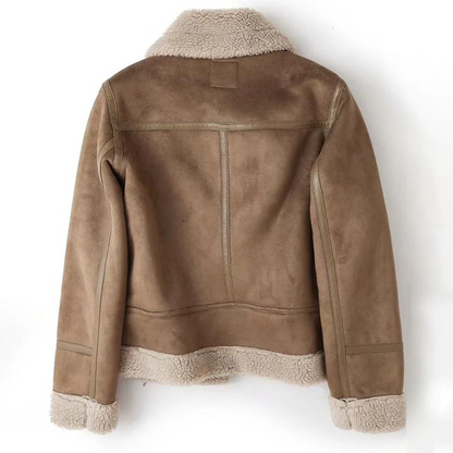 Lia – Chaqueta de Invierno Estilo Aviador con Forro de Borrego