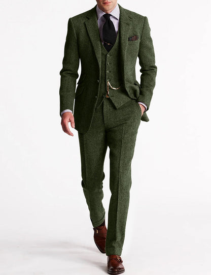 Eduardo – Traje de tres piezas de tweed para hombre