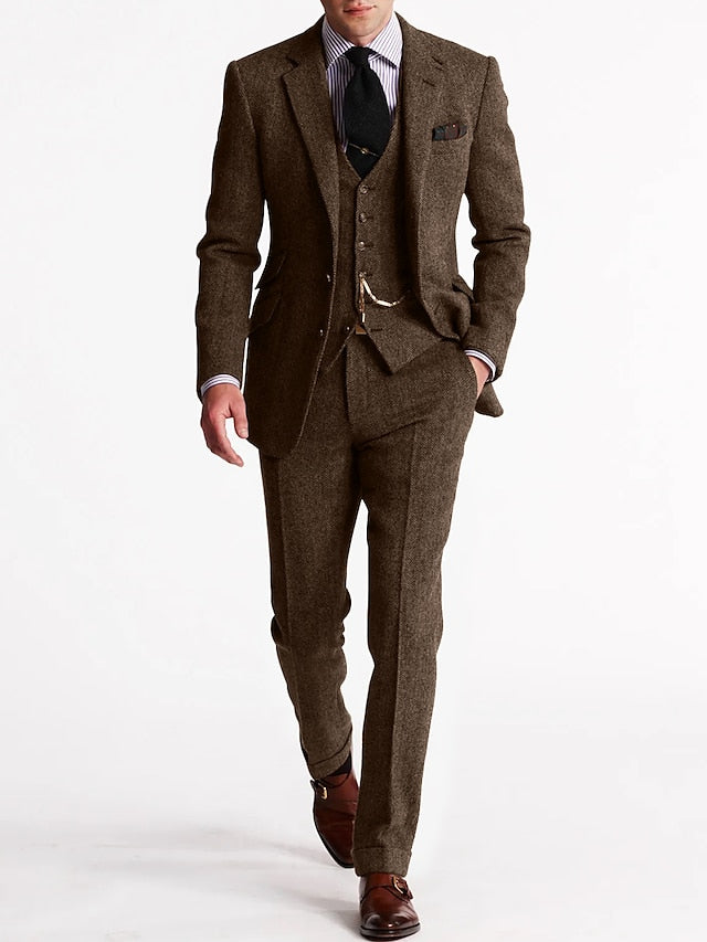 Eduardo – Traje de tres piezas de tweed para hombre