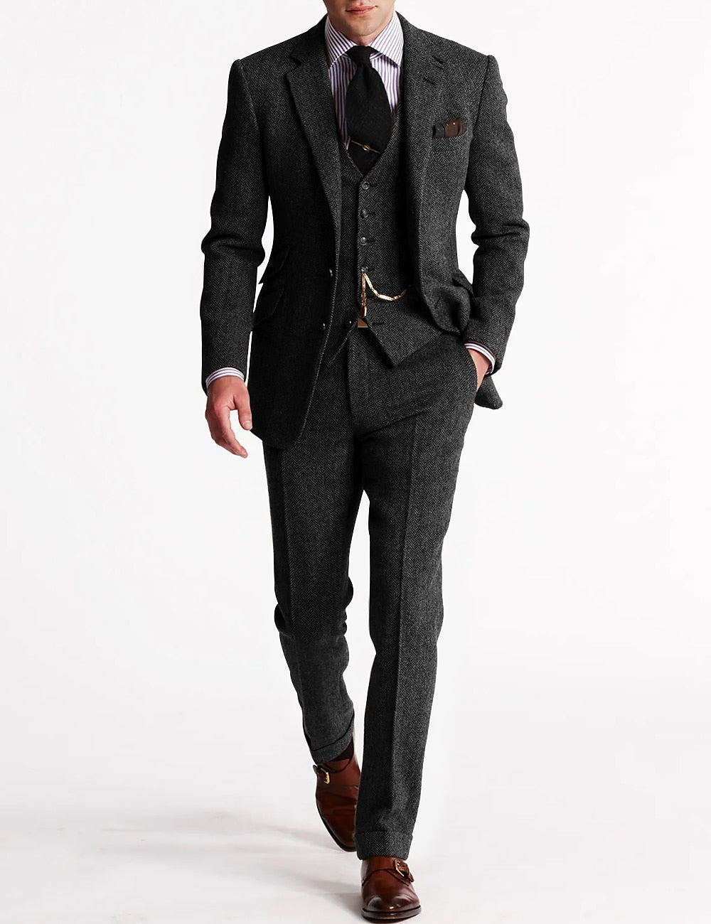 Eduardo – Traje de tres piezas de tweed para hombre