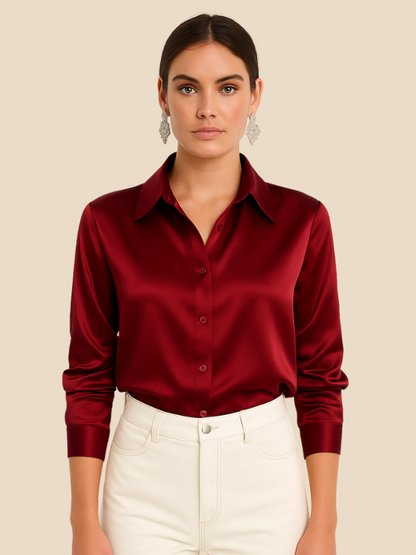 Sofía - Blusa satinada de mujer con botones frontales
