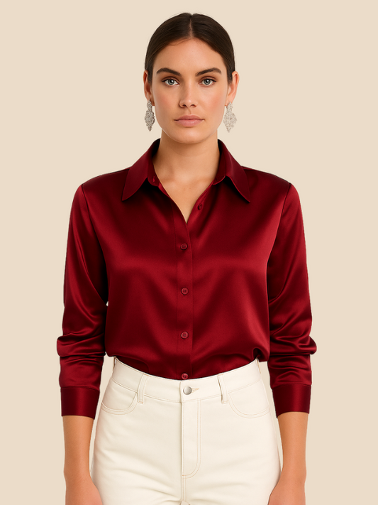 Sofía - Blusa satinada de mujer con botones frontales