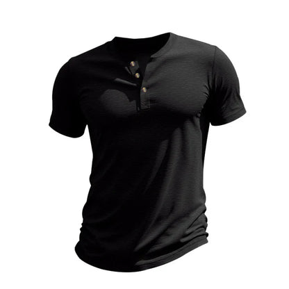 Daniel - Camiseta de hombre manga corta con cuello henley