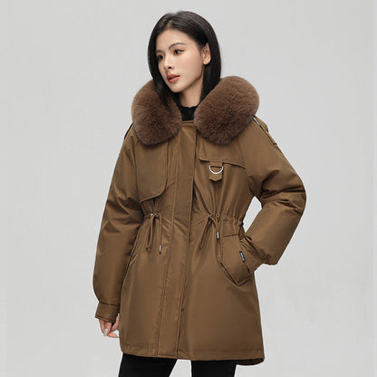 Julieta - Parka marrón de mujer con cuello de pelo