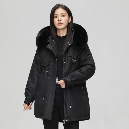 Julieta - Parka marrón de mujer con cuello de pelo