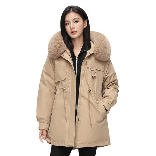 Julieta - Parka marrón de mujer con cuello de pelo