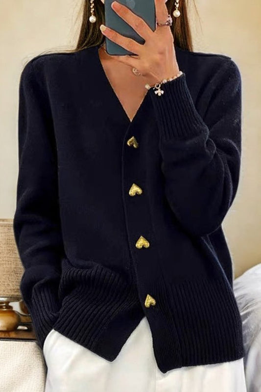 Lila – Cárdigan femenino de punto con botones decorativos