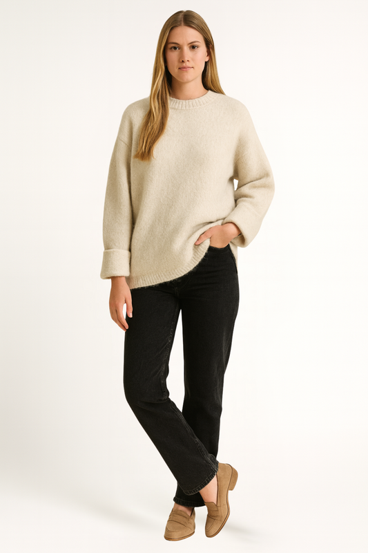 Sofía - Suéter oversize de mujer con cuello redondo