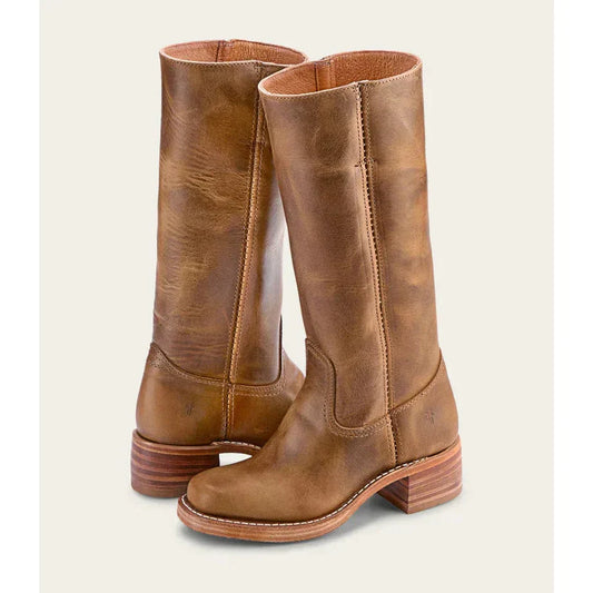 Victoria - Botas altas de mujer en cuero con tacón bajo