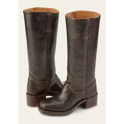 Valeria - Botas altas de cuero marrón con tacón bajo mujer