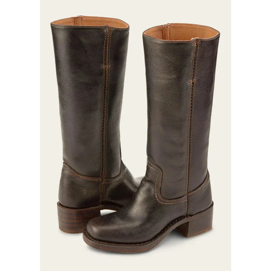 Valeria - Botas altas de cuero marrón con tacón bajo mujer