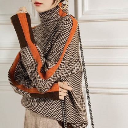 Zuzanna – Jersey de Punto con Cuello Alto y Detalle Deportivo para Mujer