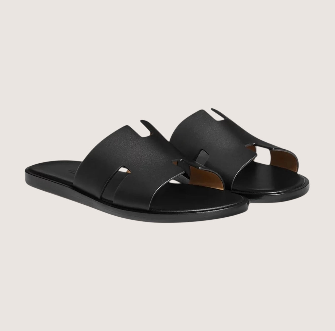 William Classic Leather Slide Sandals for Men – Timeless Comfort and Style Black