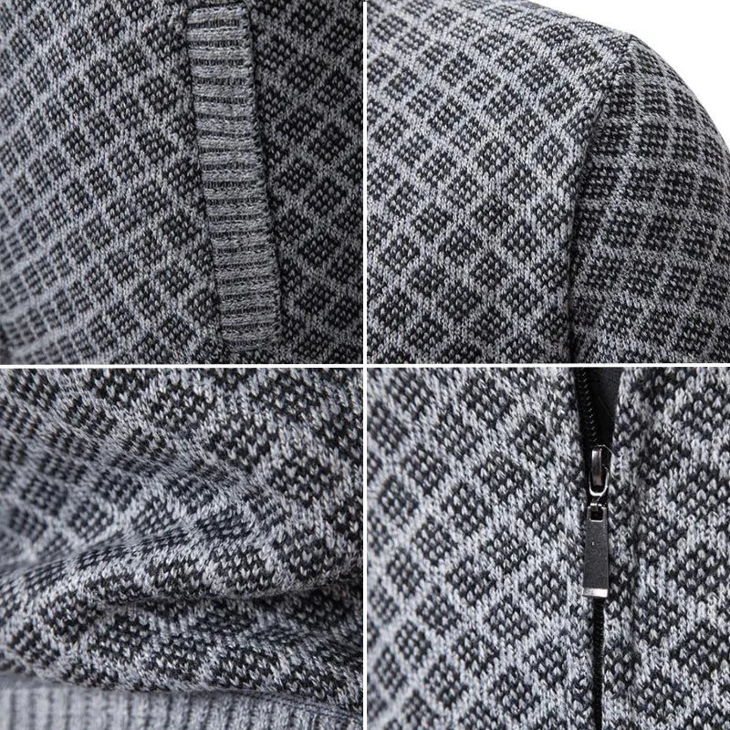 Adam – Chaqueta de Punto Jacquard con Cremallera para Hombre