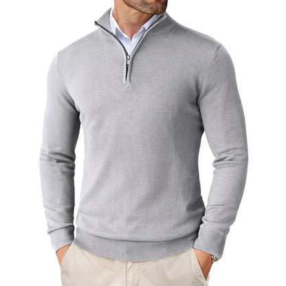 Adrián - Suéter de hombre con cremallera media y cuello alto