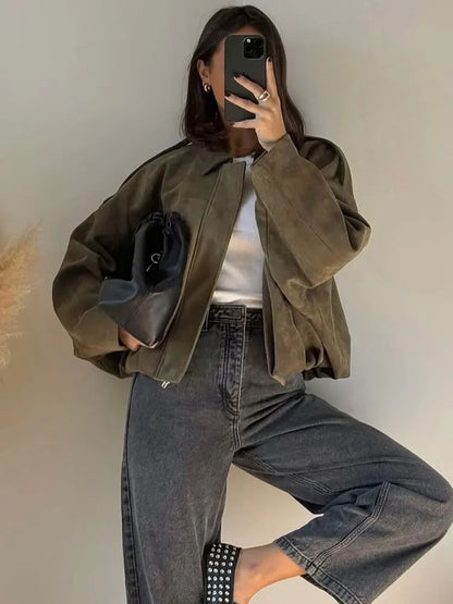 Amaya – Chaqueta corta de mujer con efecto ante