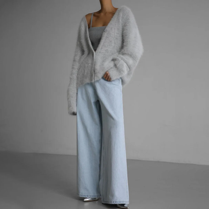 Isidora - Cárdigan cashmere de punto suave mujer oversize