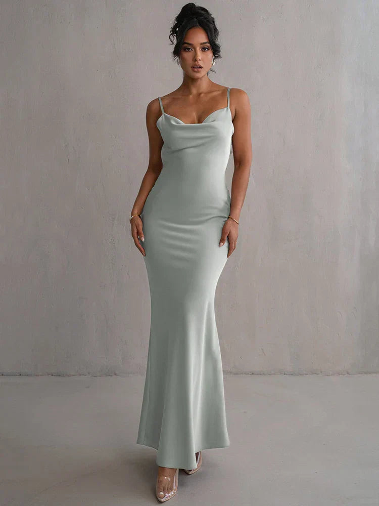 Renata - Vestido largo de fiesta espalda descubierta mujer