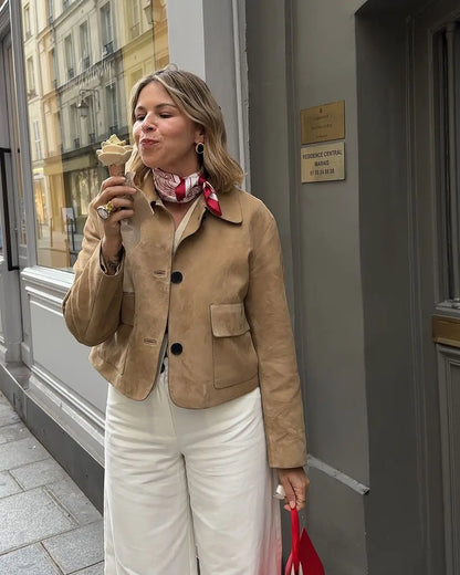 Irene - Chaqueta corta de ante sintético para mujer