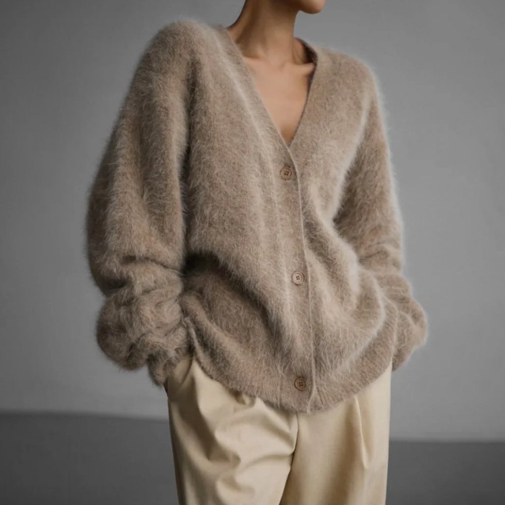 Isidora - Cárdigan cashmere de punto suave mujer oversize