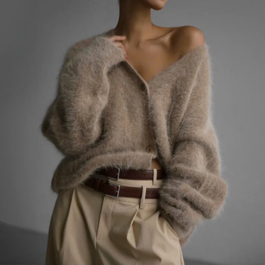 Isidora - Cárdigan cashmere de punto suave mujer oversize
