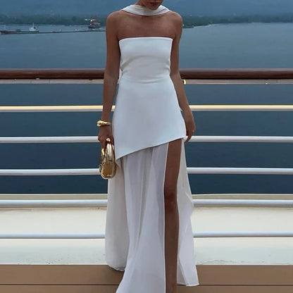 Adriana – Vestido largo asimétrico con abertura