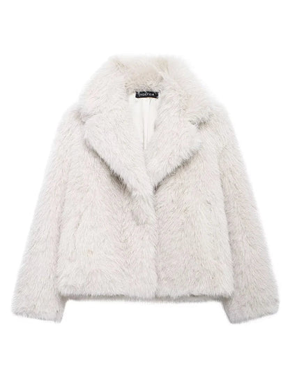 Isabella – Chaqueta corta de pelo sintético para mujer