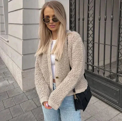 Clara - Chaqueta corta de borreguito mujer