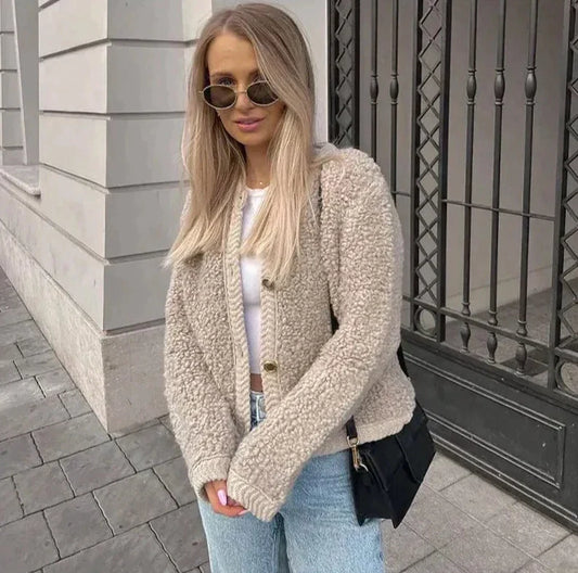 Clara - Chaqueta corta de borreguito mujer