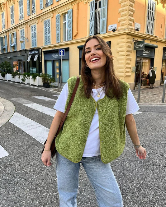 Alejandra - Chaleco de borreguito sin mangas mujer