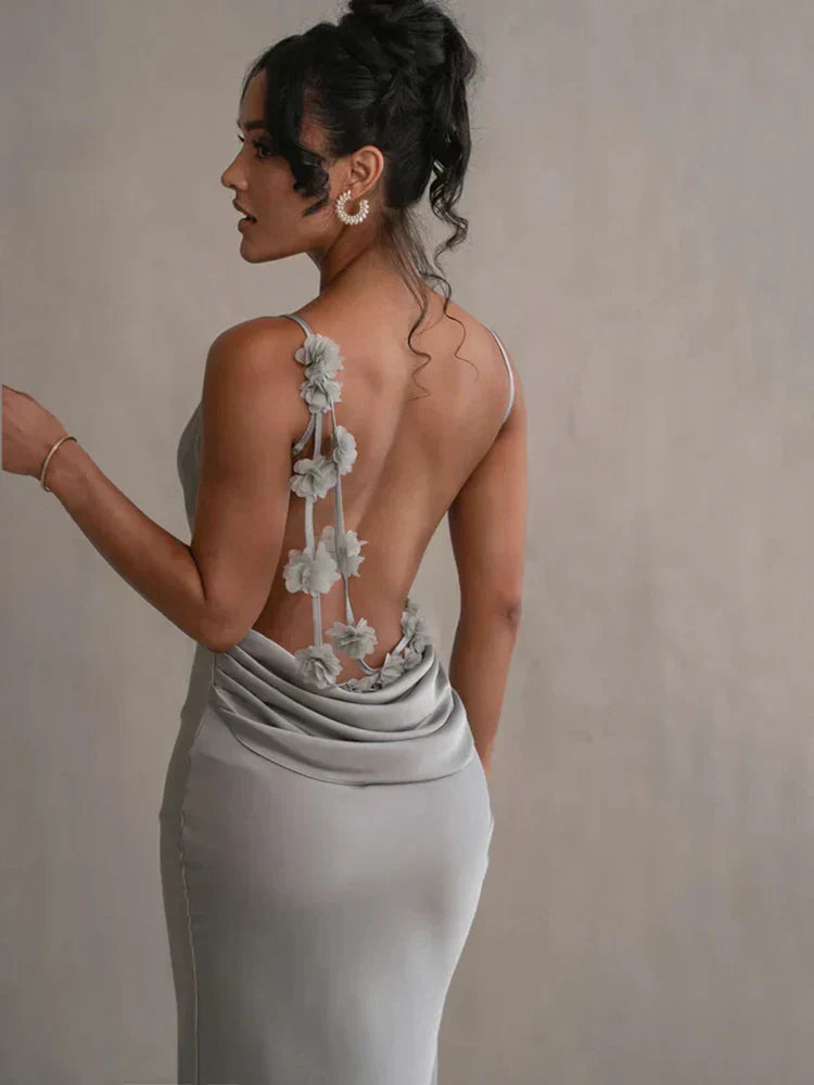 Renata - Vestido largo de fiesta espalda descubierta mujer